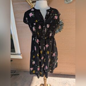 Free People Black Floral Greatest Day Shirt Dress